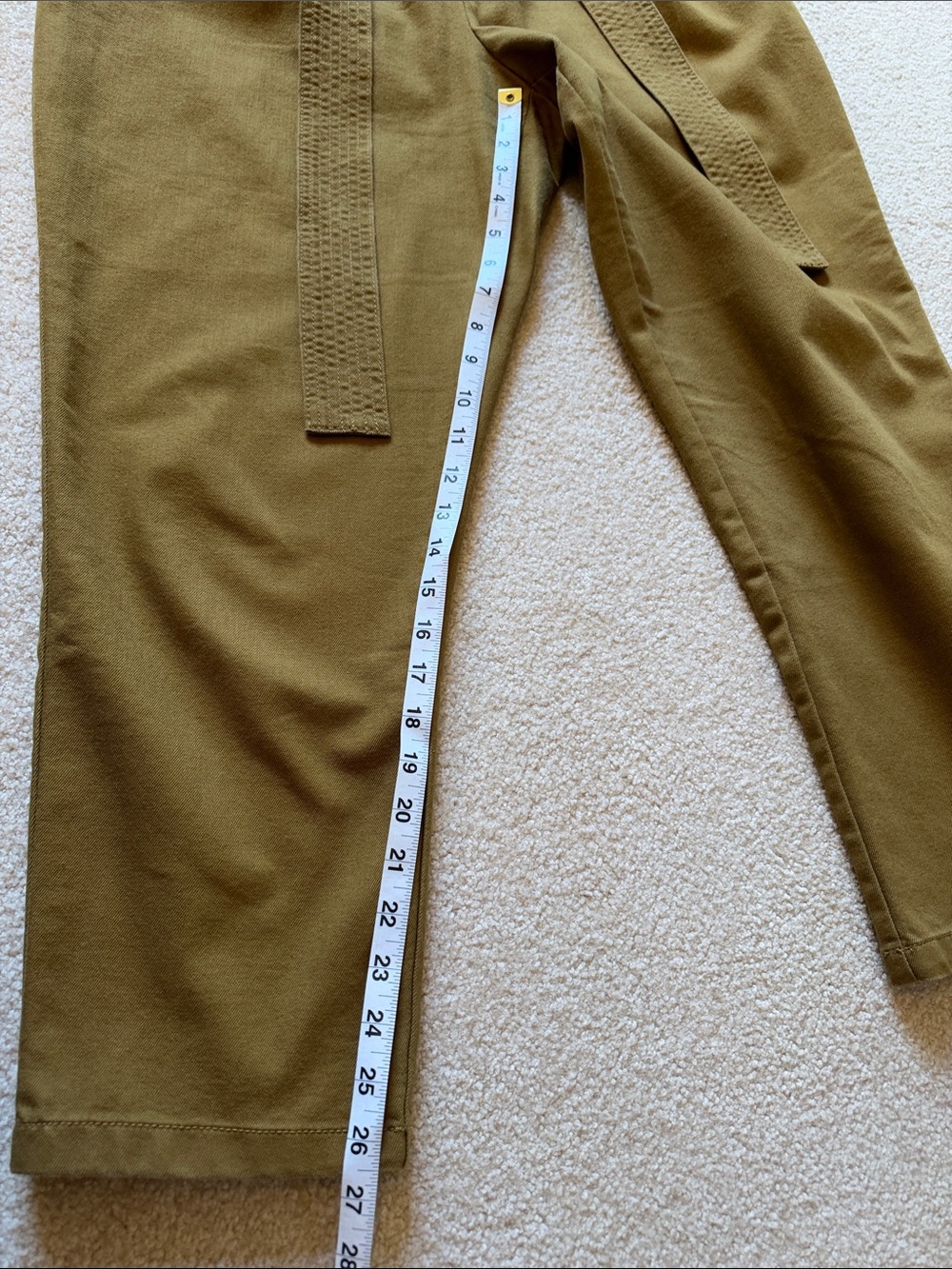 Cinched Waist Paper Bag Trousers Khaki Chinos, Tie Waist - Size 12 A New Day - Picture 6 of 8